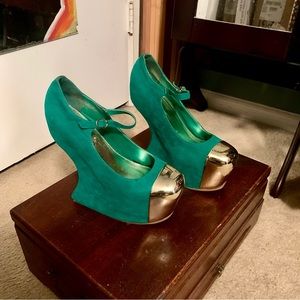 Turquoise Platform Heels